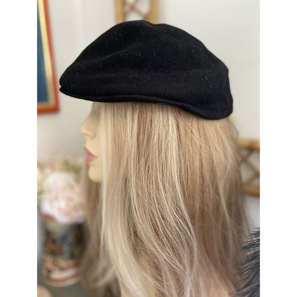 Country Gentleman Black‎ 100% Wool Newsboy Cap Hat Fitted Medium Size Vintage - Picture 8 of 16